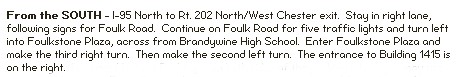 directions to foulk road from south